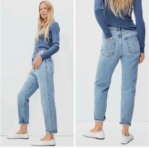 Everlane Relaxed Straight Jeans High Rise Light Wash No Stretch Size 28 NWT
